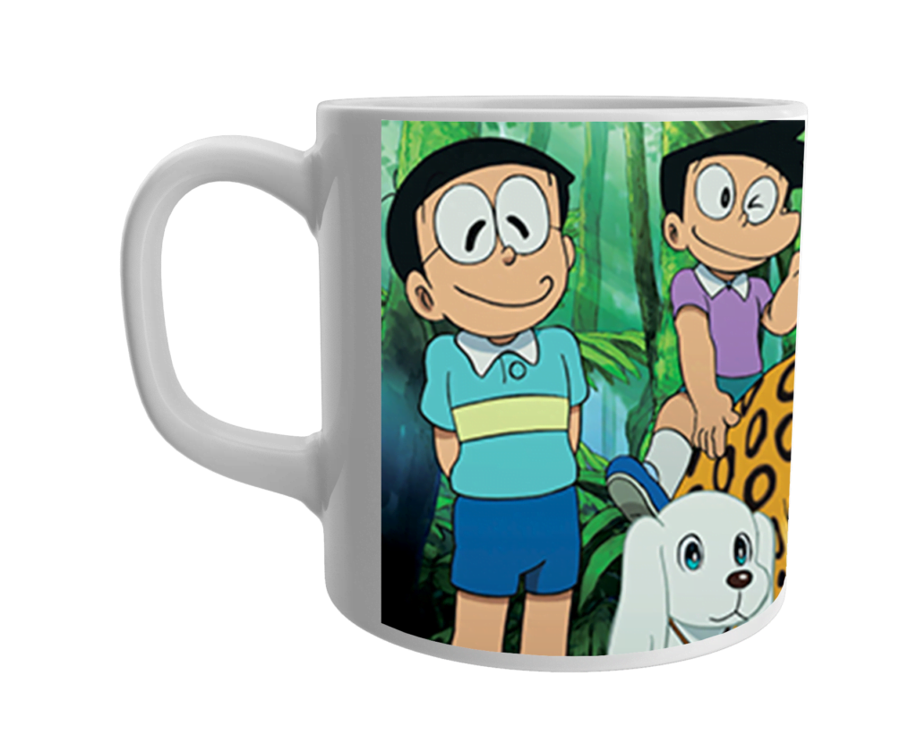 Product Guruji White Ceramic Doraemon/Nobita/Sizuka Cartoon on Mug for Kids/Children.