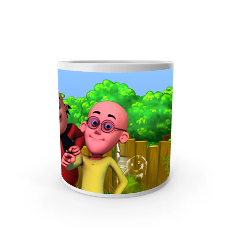 Product Guruji White Ceramic Motu Patlu Toons Beautifull Print on Coffee Mug for Kids.