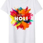 Multi Color Happy Holi Printed T-shirt