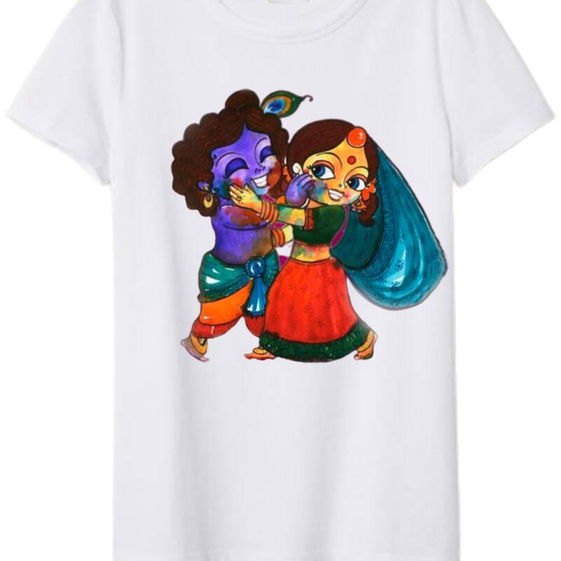 Radha Krishna Happy Holi T-shirts All Size