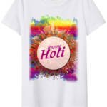 Happy Holi Polyester T-shirt For Kids Men Women