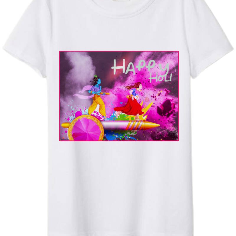 Radha Krishna Happy Holi T-shirt