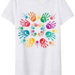 Happy Holi With Colourful Hand Round Neck T-shirt