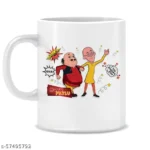 White Ceramic Motu Patlu Cartoon on Coffee for Kids Cups, Mugs & Saucers 1 - Product GuruJi