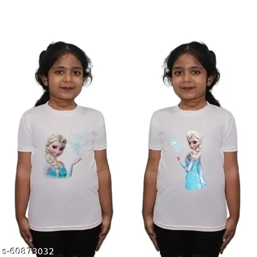 Girls Printed Polyester T Shirt ELSE FROZEN