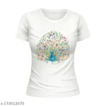 Beautiful Peacock Print Tshirt For Women