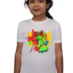 Holi White Round Neck Regular Fit Premium Polyester Tshirt for Girls 1 - Product GuruJi