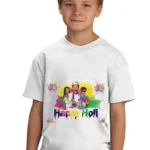 Happy Holi Printed Design Tshirt for Boys, Holi Special Tshirt for Kids