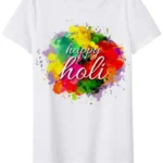 Holi Design Tshirt for Girls/Boys, Holi Special Tshirt for Kids